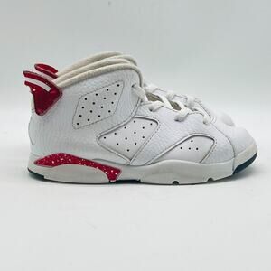 Nike Air Jordan 6 Retro Boys 10C White Red Leather Athletic Shoes Sneakers